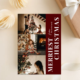 Merriest jul Modern Red Script Photo Julkort