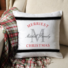 Merriest jul Red Family Monogram Helgdag Kudde