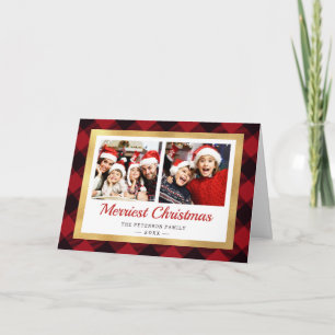 Merriest jul Red Play Guld Ram Photo Helgkort