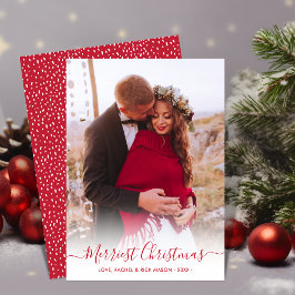 Merriest jul Red Script One Photo jul Julkort