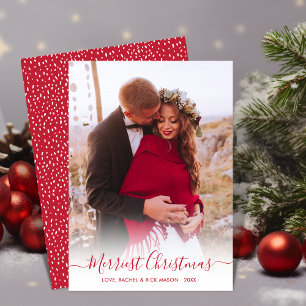 Merriest jul Red Script One Photo jul Julkort