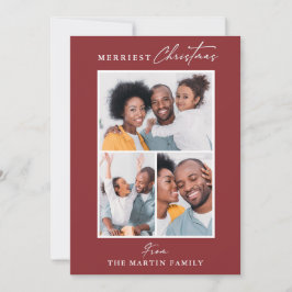 Merriest jul Red Three Photo Collage Julkort