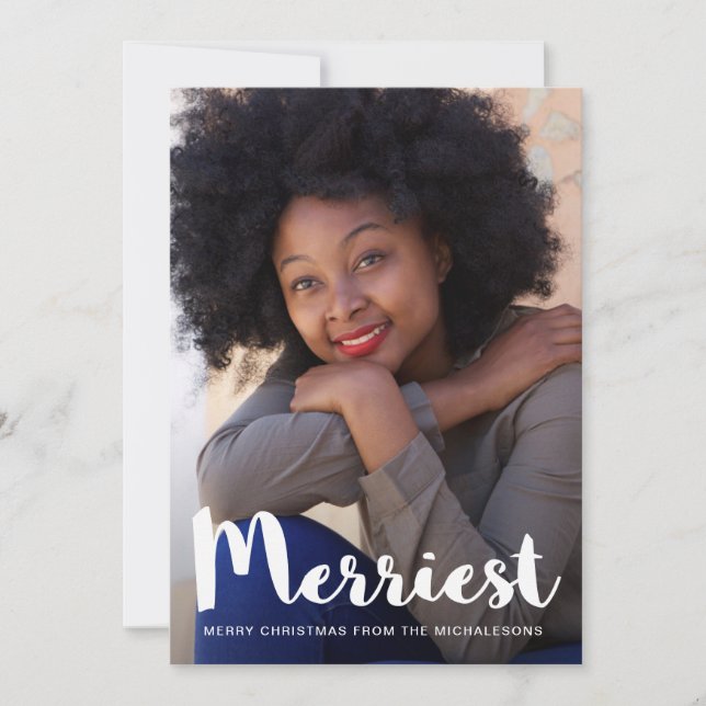 Merriest jul Rustic Grönt Botaniska Julkort (Framsida)