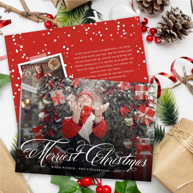 Merriest jul-skript-Finare Calligraphy Photo Julkort (Skapare uppladdad)