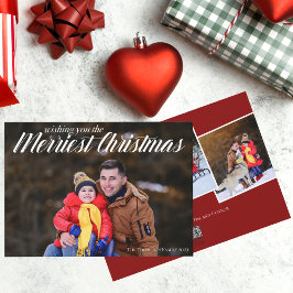 Merriest jul White Script Overlay Photo Julkort