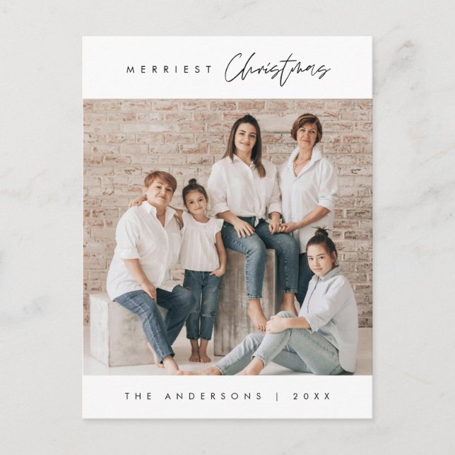 Merriest julfamiljs foto, Modern minimalistisk Vykort (Framsida)