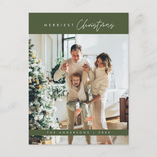 Merriest julfamiljs foto, Modern minimalistisk Vykort (Framsida)