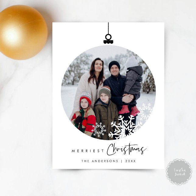 Merriest julfamiljs foto, Önskemål Boll Vykort (Merriest Christmas Family Photo, Season Greeting Wishes Ball Layover Postcard)