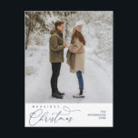 Merriest julfamiljs foto, Romantic Hälsning Vykort<br><div class="desc">God jul. Fira säsongen med det här familjefotot mysiga,  söta lycklig-lyckan,  romantiskt blåvykort. Det är helt anpassade och personlig med era egna hälsning-budskap. Lägg till returadressen för enkel utskick. Det är enkelt,  enkelt,  men ändå modernt mysigt och festligt. Det här är perfekten vykort för att skicka helgdag till önskemål.</div>