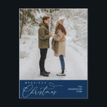 Merriest julfamiljs foto, Romantic Hälsning Vykort<br><div class="desc">God jul. Fira säsongen med det här familjefotot mysiga,  söta lycklig-lyckan,  romantiskt blåvykort. Det är helt anpassade och personlig med era egna hälsning-budskap. Lägg till returadressen för enkel utskick. Det är enkelt,  enkelt,  men ändå modernt mysigt och festligt. Det här är perfekten vykort för att skicka helgdag till önskemål.</div>