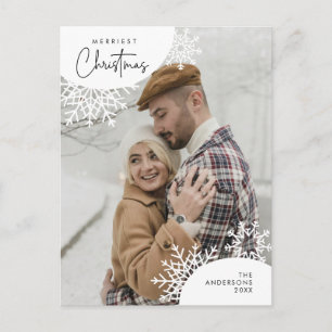 Merriest julfamiljs foto, Snö Flakes Vykort