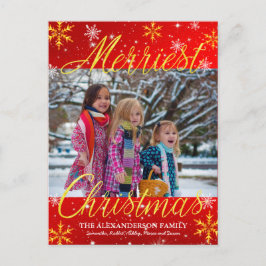 Merriest julfamiljs Photo Snöflingor Stars Helg Vykort