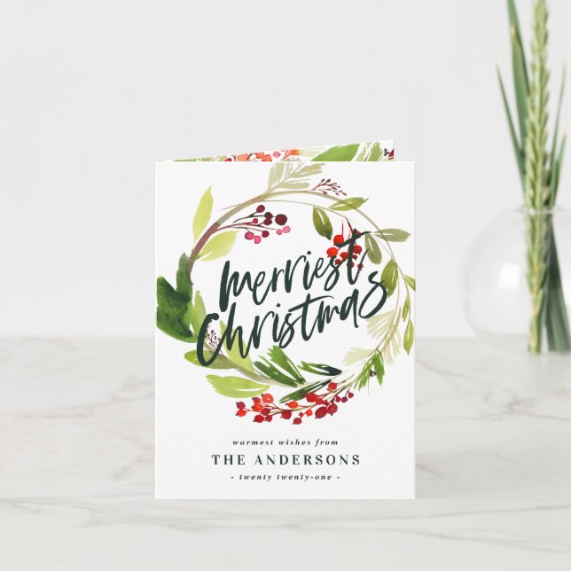 Merriest julfärgat foliefotokort helgkort (Framsida)