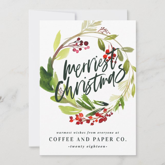 Merriest julfärgsföretag - blommigt julkort (Framsida)