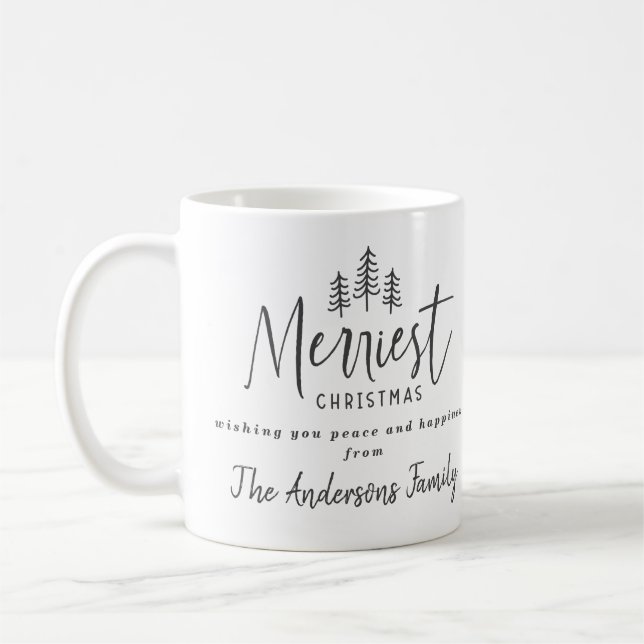 Merriest julfoto, modernt skript kaffemugg (Vänster)