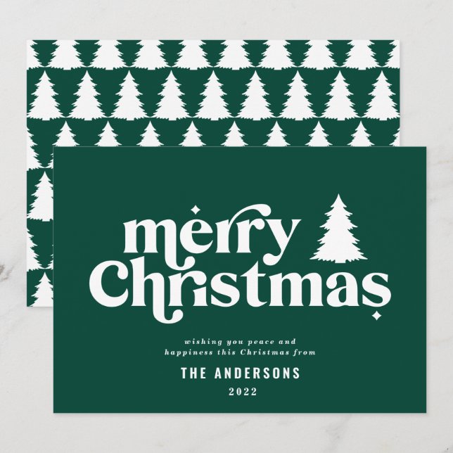 Merriest Julgrafik, typografi, ej foto Julkort (Fram/baksida)