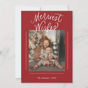 Merriest Önskemål Hand Lettered Photo Julkort