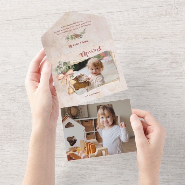 Merriest Script & Flowers/Torn Antique Papper Phot (Tearaway)