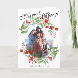 Merriest Watercolor Blommigt Photo Helgkort