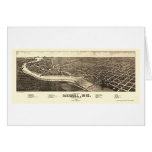Merrill panorama- karta för WI - 1883 Hälsningskort