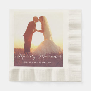 Merrily Married Bröllop Pappra Napkins Pappersservett