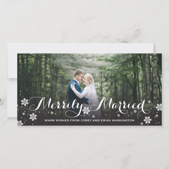 Merrily Married Snowflake Helgdag Julkort (Framsida)