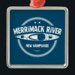 Merrimack River New Hampshire Kayak Julgransprydnad Metall<br><div class="desc">Merrimack-floden börjar i centrala New Hampshire och vind 115 sjömil söder om Atlanten i Newburyport,  Massachusetts och har tonvis av kajakpaddlingsmöjligheter.</div>