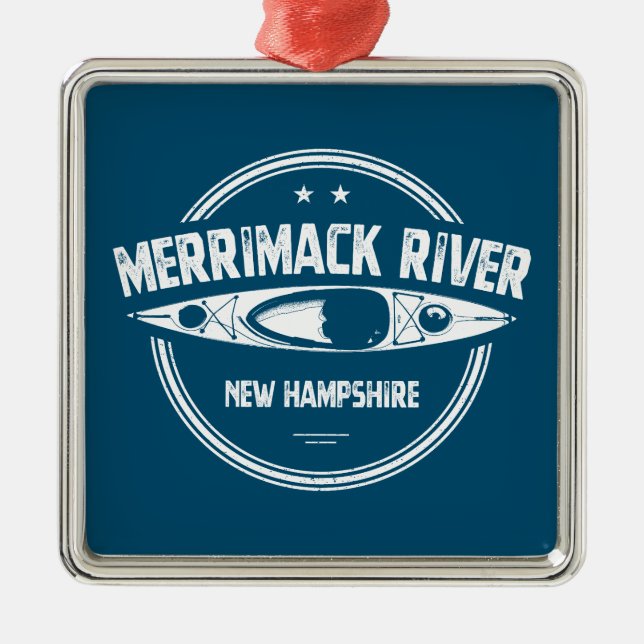 Merrimack River New Hampshire Kayak Julgransprydnad Metall (Framsidan)