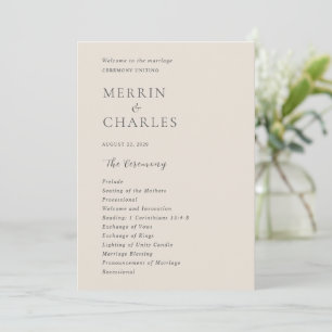 Merrin Beige Elegant bröllop Program