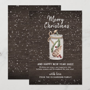 Merry С hristmas Mason Burk Wooden Helgdag Card Julkort