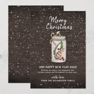 Merry С hristmas Mason Burk Wooden Helgdag Card Julkort