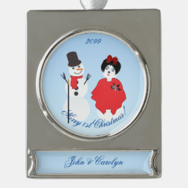 Merry 1:a julparet Snögubbe Woman Silverfärgad Julgransprydnad