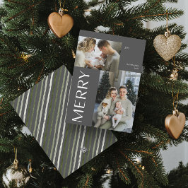Merry 2 Photo Collage Modern Grått-jul Julkort