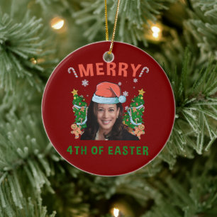 Merry 4:e julen i Påsk Funny Kamala Harris Julgransprydnad Keramik