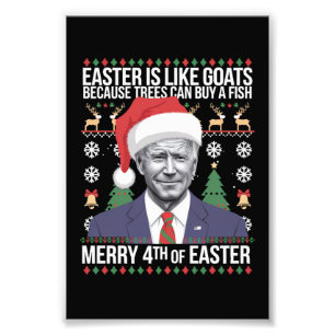 Merry 4:e Påsk-finne Biden Ugly-julen Fototryck
