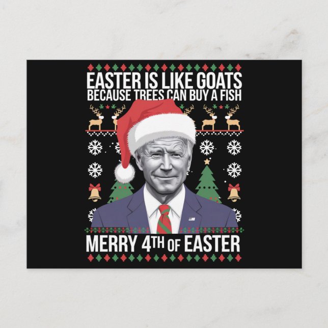 Merry 4:e Påsk-finne Biden Ugly-julen Helg Vykort (Framsida)