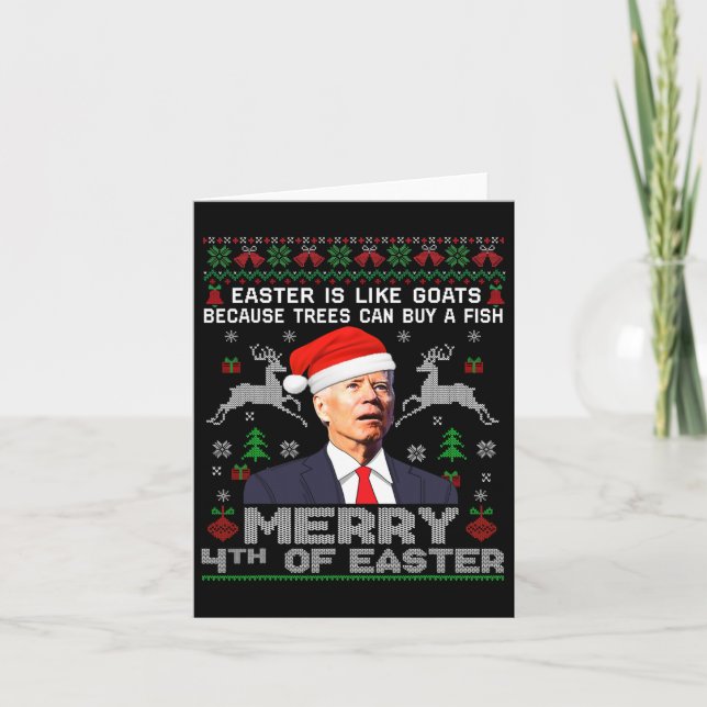Merry 4:e Påsk Funny Biden Ugly God Jul Swe Kort (Framsida)