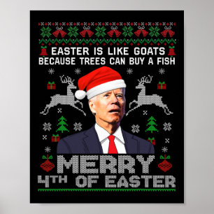 Merry 4:e Påsk Funny Biden Ugly God Jul Swe Poster