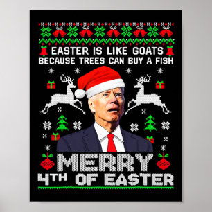 Merry 4:e Påsk Funny Biden Ugly God Jul Swe Poster