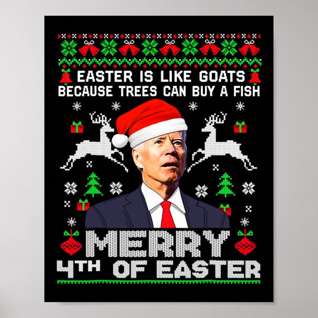 Merry 4:e Påsk Funny Biden Ugly God Jul Swe Poster (Framsidan)