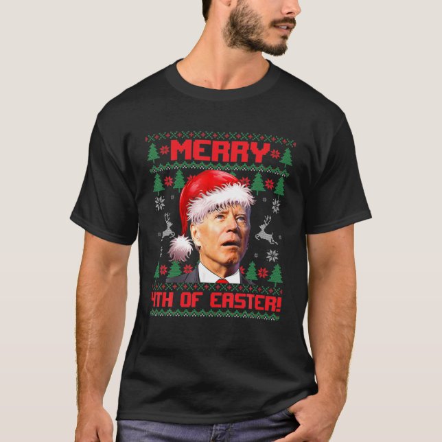 Merry 4:e Påsk Funny Joe Biden God jul T Shirt (Framsida)