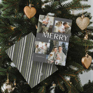 Merry 4 Photo Collage Modern Grått-jul Julkort