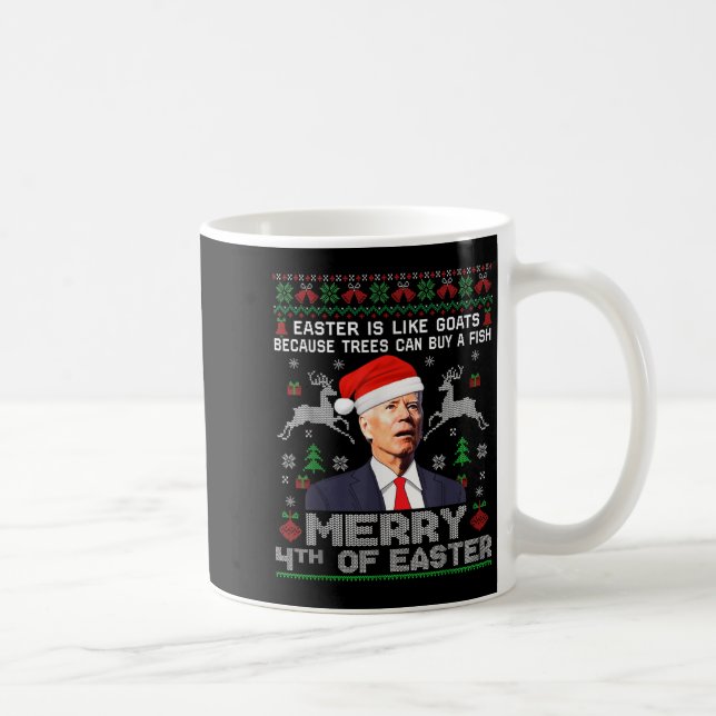 Merry 4th Of Easter Funny Biden Ugly Christmas Swe Kaffemugg (Höger)
