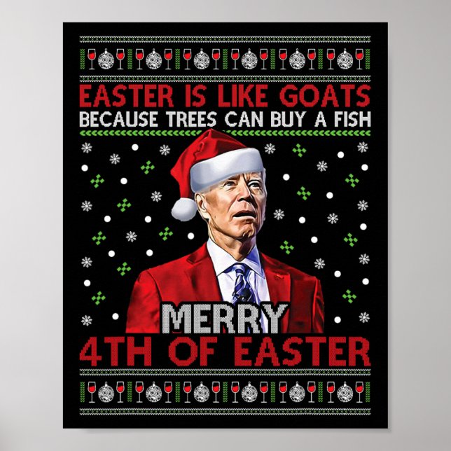 Merry 4th of Påsk Funny Joe Biden Ugly Julafton Gi Poster (Framsidan)