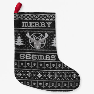 Merry 666 mas Goth jul-Mönster-taloky Liten Julstrumpa