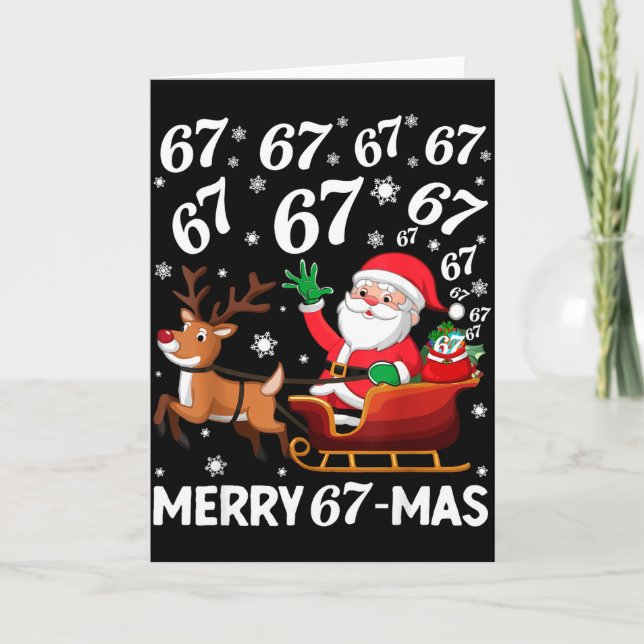 Merry 67-mas Funny Christmas Six Seven Holiday Hum Kort (Framsida)