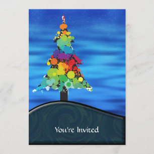 Merry Abstrakt Paint Stänk Julgran Inbjudningar