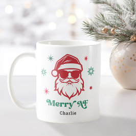 Merry AF coola Santa in sunglass retro stars Kaffemugg