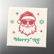 Merry AF coola Santa in sunglass retro stars