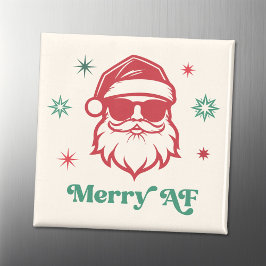 Merry AF coola Santa in sunglass retro stars Magnet
